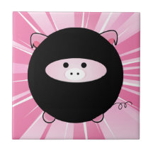 Porc de Ninja sur le rose Carreau En Céramique