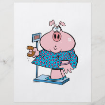 porc drôle à un régime mangeant un beignet sur une tract personnalisé