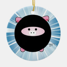Porc personnalisé de Ninja sur l'ornement rond ble