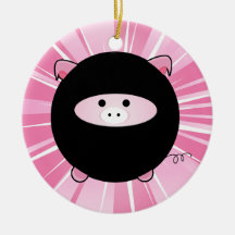 Porc personnalisé de Ninja sur l'ornement rond ros