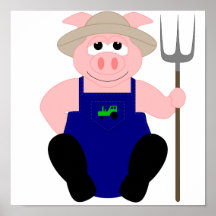 Porc rose d'agriculteur poster