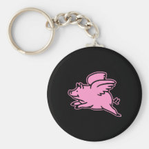 Porc rose noir de vol porte-clefs