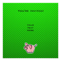 Porc vert invitations personnalisées