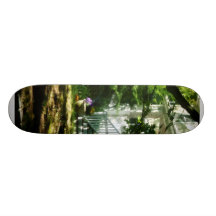 Porch With Pot of Chrysanthemums Skate Board Deck