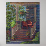 Porch with Red Wicker Chairs posters