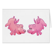 Porcs de vol dans l'amour ! carte de vœux