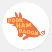 pork ham bacon round stickers