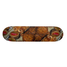 Pork pies and sausage rolls skate board decks