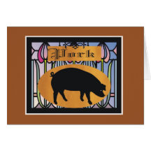 Pork sign greeting cards