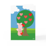 Porky Valentine and Love Tree greeting card