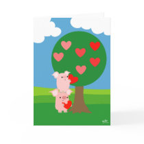 Porky Valentine and Love Tree greeting card