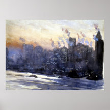 Port et horizon de New York City la nuit Posters