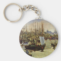 Port Of Bordeaux By Manet Edouard Key Chains