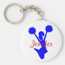 Porte - clé bleu fait sur commande de pom-pom girl porte-clef