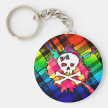 Porte - clé de crâne de plaid d'arc-en-ciel porte-clés