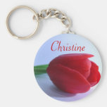 Porte-clés nommé personnalisé - tulipe rouge