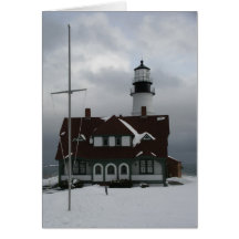Portland Lighthouse in Snow Card
