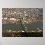 Portland Oregon St. Johns Bridge Aerial Photo Poster