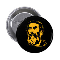 Portrait barbu de Saddam Hussein boutons publicitaires