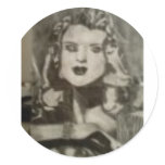 PORTRAIT IN BLACK AND WHITE ROUND STICKERS