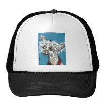 Portrait of a Chinese Crested Dog Mesh Hats