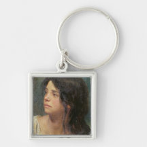 Portrait of a dark-haired girl, 1867 keychain