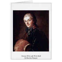 Portrait Of A Lady With Muff By Boucher François Greeting Cards
