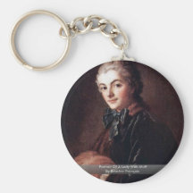 Portrait Of A Lady With Muff By Boucher François Keychain