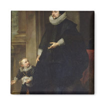 Portrait of a Nobleman and his Child Fridge Magnet