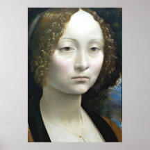 Portrait of a noblewoman zoom by Leonardo da Vinci Poster