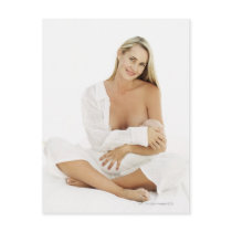Portrait of a woman breastfeeding a baby (3-6 post card