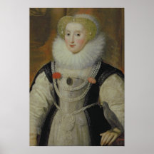 Portrait of an Elizabethan Lady with a Parrot Print