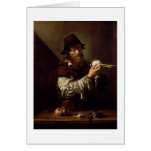 Portrait of an Old Man with an Onion (oil on canva Cards