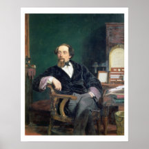 Portrait of Charles Dickens (oil on canvas) Poster