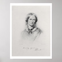 Portrait of Charlotte Bronte, engraved by Walker a Print