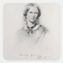 Portrait of Charlotte Bronte, engraved by Walker a Sticker