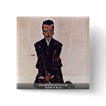 Portrait Of Eduard Kosmack By Schiele Egon Pinback Buttons