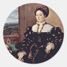 Portrait Of Eleonora Gonzaga By Tiziano Vecellio Round Sticker