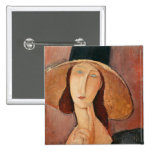Portrait of Jeanne Hebuterne in a large hat Pinback Button