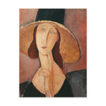 Portrait of Jeanne Hebuterne in a large hat Postcards