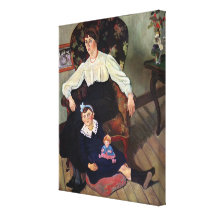 Portrait of Marie Coca and her Daughter, 1913 Gallery Wrap Canvas