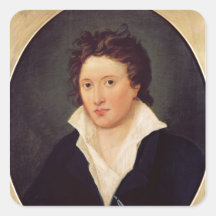 Portrait of Percy Bysshe Shelley, 1819 Square Stickers