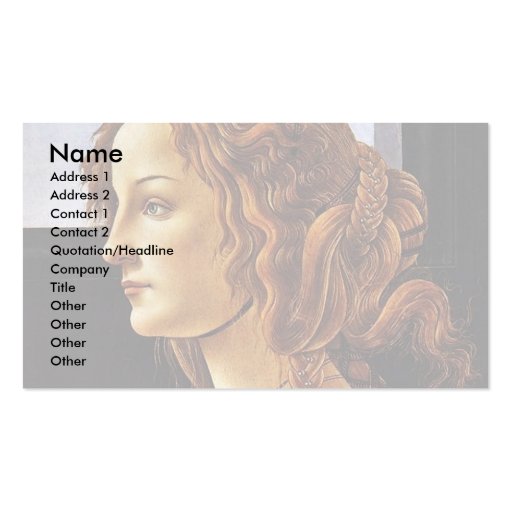 Portrait Of Simonetta Vespucci By Botticelli Sandr Business Card Templates