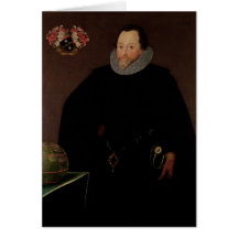 Portrait of Sir Francis Drake  1591 Card