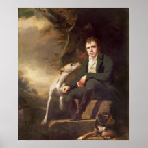 Portrait of Sir Walter Scott and his dogs Poster