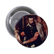 Portrait Of The Art Dealer Jacopo Strada By Tizian Pinback Buttons