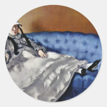 Portrait Of Woman Manet On A Blue Sofa Round Stickers