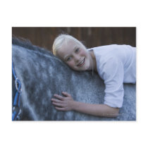 portrait of young girl on white horse post cards