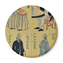 Portraits of foreigners by Ochiai,Yoshiiku Refrigerator Magnets