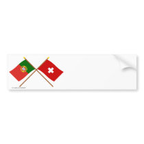Portugal and Switzerland Crossed Flags Bumper Sticker